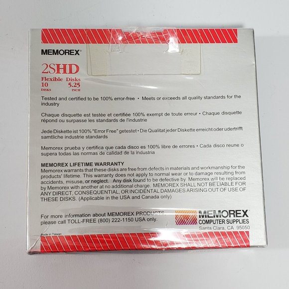 Memorex 2S/HD Double Sided High Density 5.25" Flexible Floppy Disks 10Pack - Picture 4 of 4